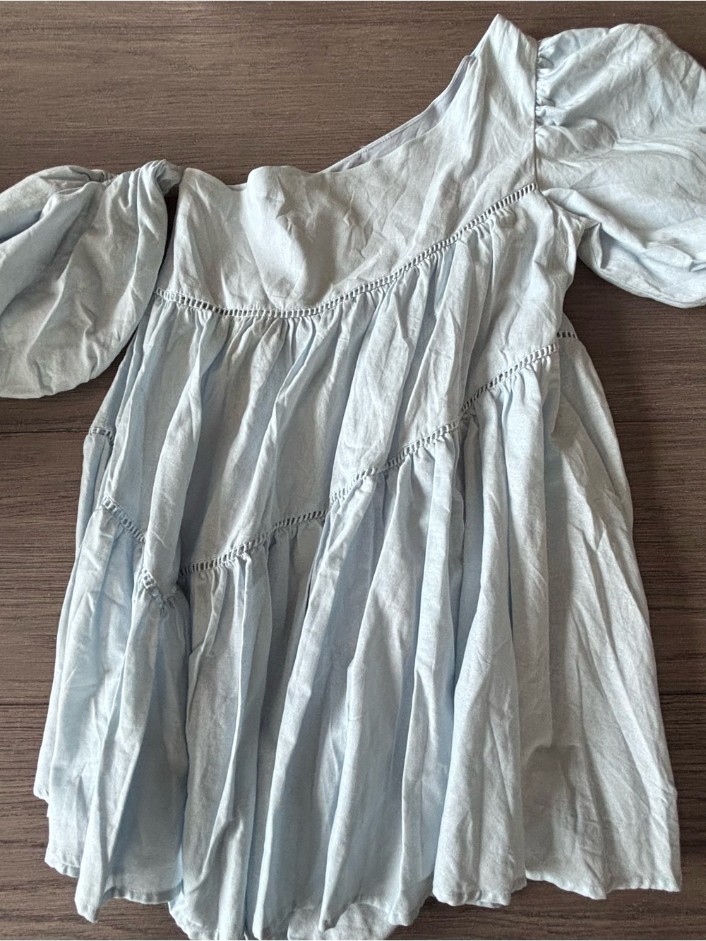 NWT Showpo Harleen Mini Dress | Light Blue Puff Sleeve Babydoll Dress | US 4